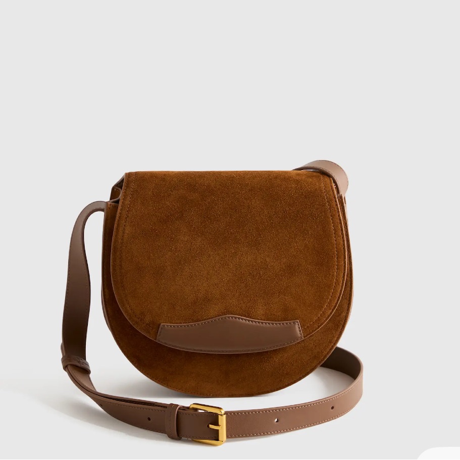 Quince Brown Suede Saddle Crossbody Bag